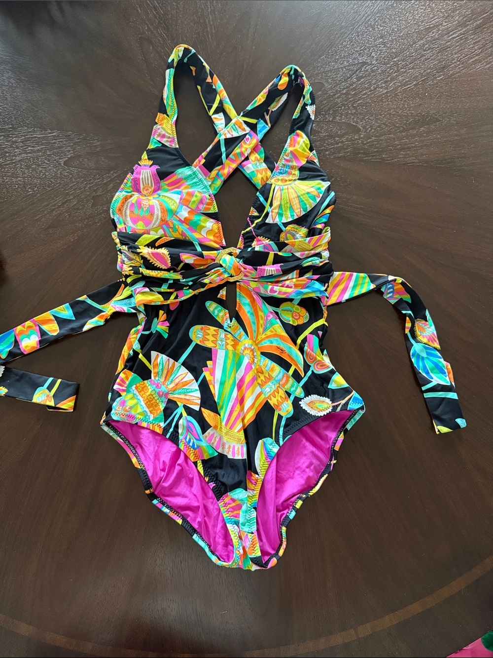 Trina Turk Women’s Tahitian Floral Twist Front One Piece Swimsuit